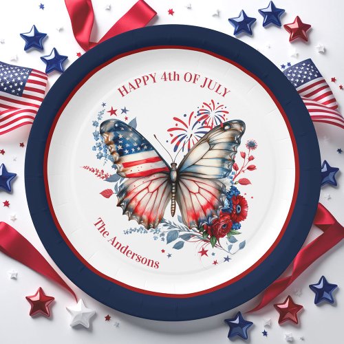 4th of July Patriotic Independence Day Name Paper Plates