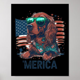4th Of July Patriotic Irish Setter Dog Merica Poster