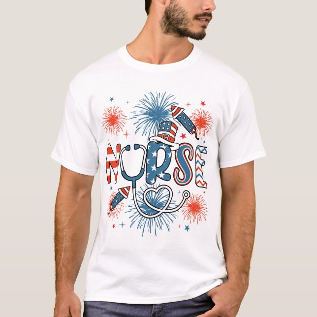 4th Of July Patriotic Nurse Men T-Shirt (Front)