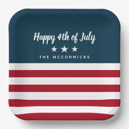 4th of July Patriotic Party Summer Personalized Paper Plates