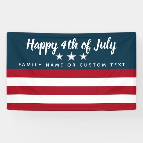 4th of July Patriotic Party USA Flag Family Name Banner