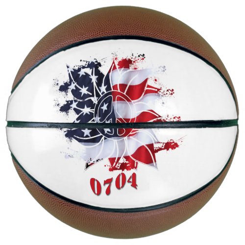 4th of July Patriotic Peace Flower Basketball