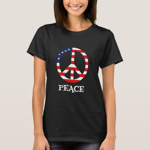 4th of July   Patriotic Peace Sign  T_Shirt