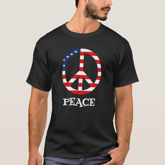 4th of July   Patriotic Peace Sign T-Shirt (Front)