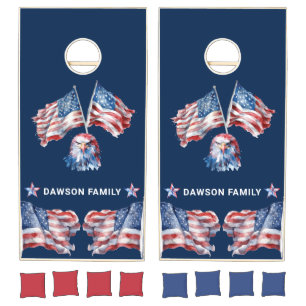 4th of July Patriotic Personalized Cornhole Set