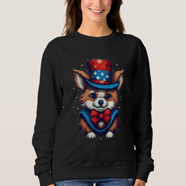 4th Of July Patriotic Pomchi Dog Sweatshirt (Front)