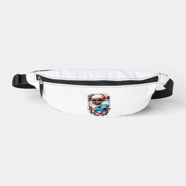 4th of July Patriotic Pomeranian Dog US Flag  Fanny Pack (Front)