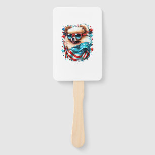 4th of July Patriotic Pomeranian Dog US Flag Hand Fan