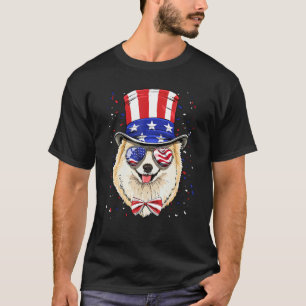 4th of July Patriotic Pomeranian Merica USA Flag D T-Shirt