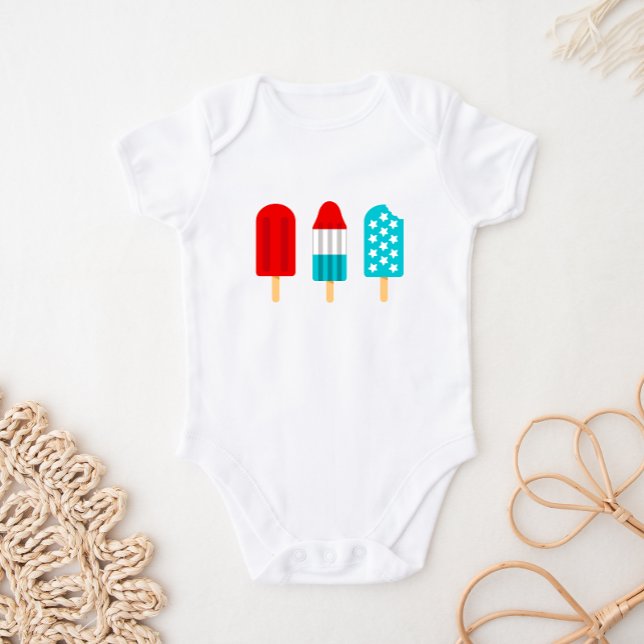 4th of July Patriotic Popsicles Baby Bodysuit (Creator Uploaded)