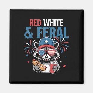 4th Of July Patriotic Raccoon Funny Quote Red Whit Magnet