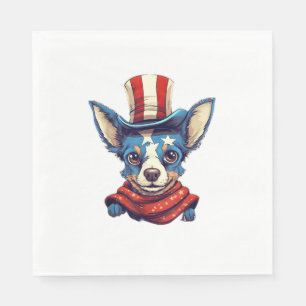 4th Of July Patriotic Rat Terrier Dog Napkins
