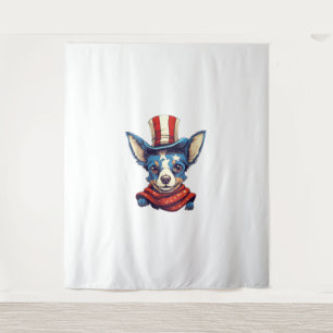 4th Of July Patriotic Rat Terrier Dog Tapestry