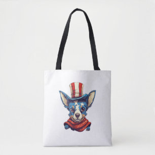 4th Of July Patriotic Rat Terrier Dog  Tote Bag
