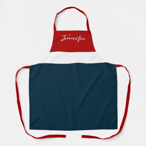 4th of July Patriotic Red White and Blue Monogram Apron