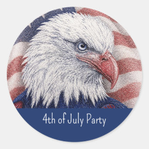 4th of July Patriotic Red White Blue Eagle Party Classic Round Sticker