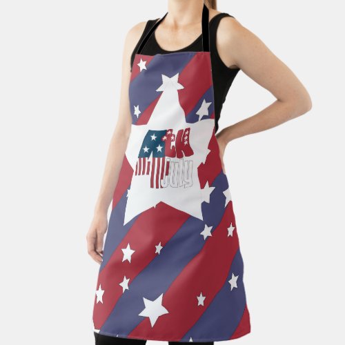 4th of July Patriotic Red White Blue Graphic Apron