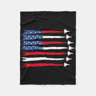 4th Of July Patriotic Red White Blue Usa Flag Figh Fleece Blanket