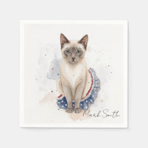 4th of July Patriotic Siamese Cat Lover Napkins