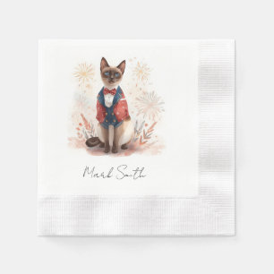 4th of July Patriotic Siamese Cat Lover Napkins