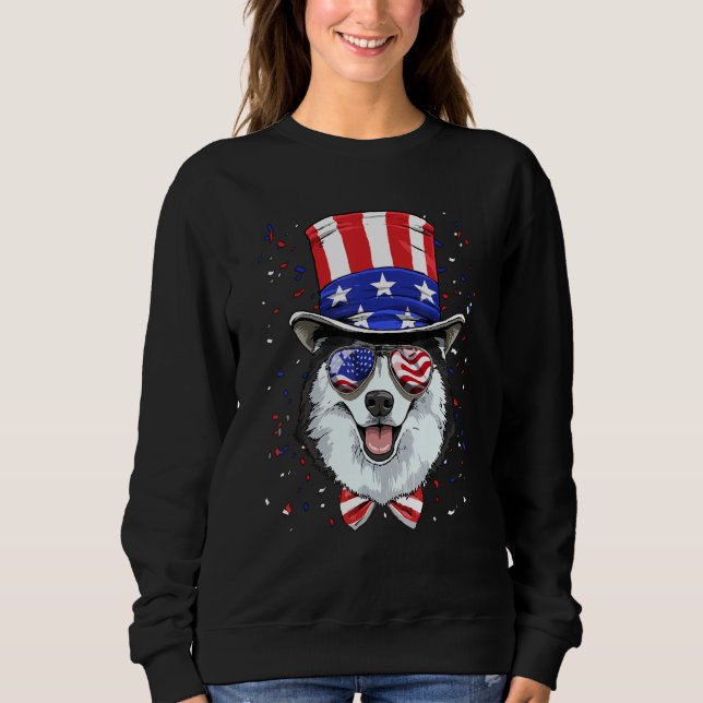 4th of July Patriotic Siberian Husky American USA  Sweatshirt (Front)