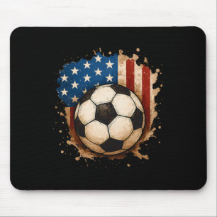 4th Of July Patriotic Soccer Usa American Flag Boy Mouse Pad