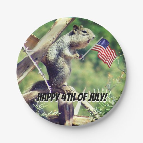 4th of July Patriotic Squirrel Paper Plate