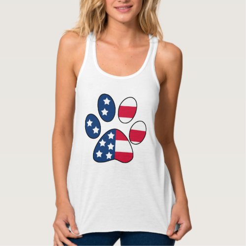 4th of July Patriotic Stars and Stripes Paw Print Tank Top