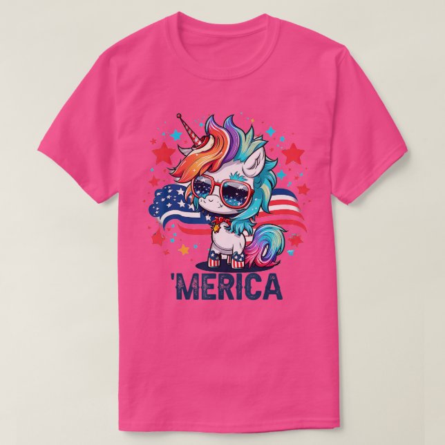 4th of July Patriotic Unicorn Merica  T-Shirt (Design Front)