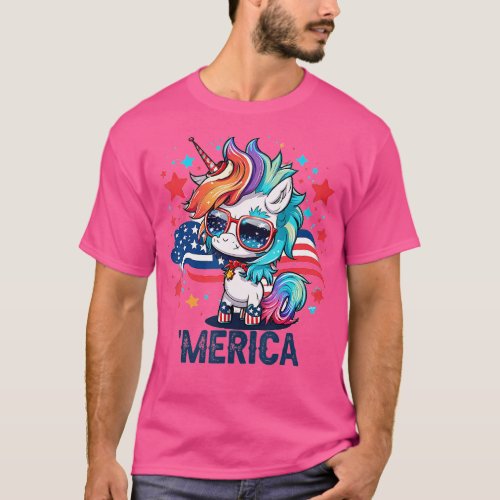 4th of July Patriotic Unicorn Merica  T_Shirt