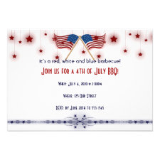 4th of July Patriotic US Flags and Stars Custom Invite