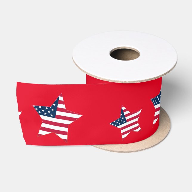 4th of July patriotic USA america flag star party Satin Ribbon (Spool)
