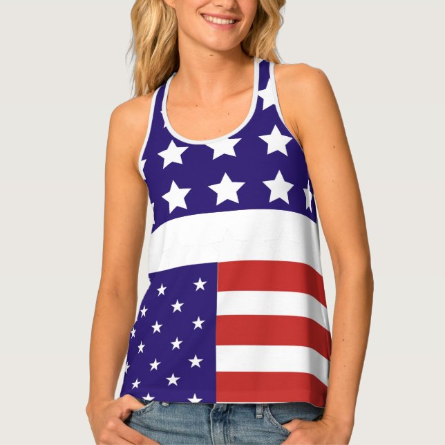 4th of July patriotic USA america flag star party Tank Top (Front)