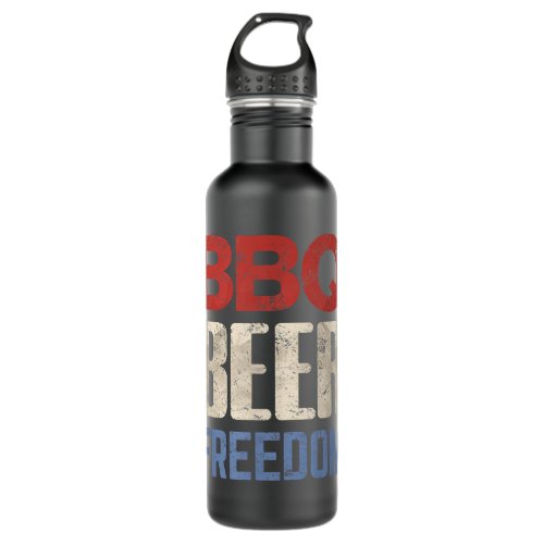 4th of July Patriotic USA American Flag BBQ Beer F Stainless Steel Water Bottle