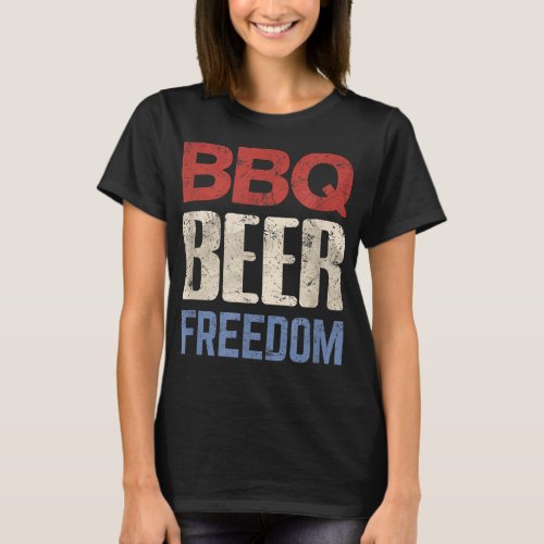 4th of July Patriotic USA American Flag BBQ Beer F T_Shirt