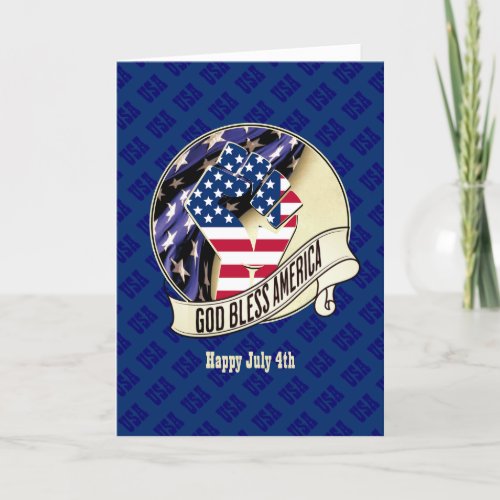 4TH OF JULY Patriotic USA God Bless America Holiday Card