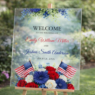 4th of July Patriotic Wedding Welcome Acrylic Sign