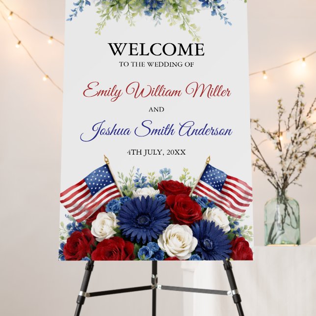 4th of July Patriotic Wedding Welcome Foam Board (In Situ (Stand))