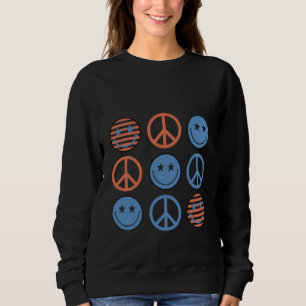 4th Of July Peace Sign Happy Face Patriotic Sweatshirt