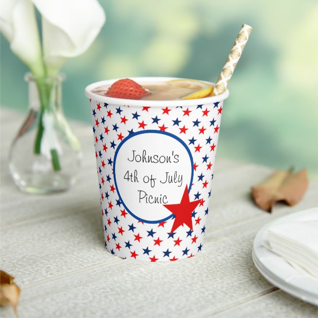 4th of July Personalize Text Party Paper Cups (Insitu)