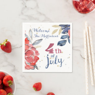 4th of July Personalized Stylish Party  Napkins
