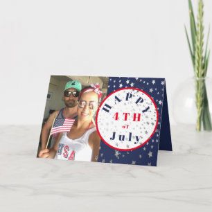 4th of July Photo Red White Blue Stars Card