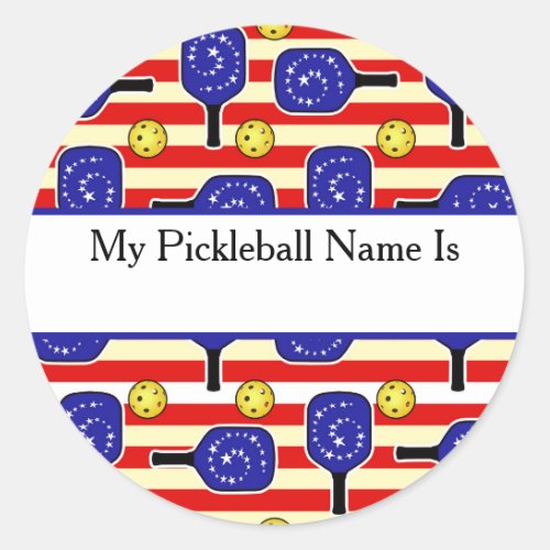 4th of July Pickleball Ladder League My Name Is  Classic Round Sticker