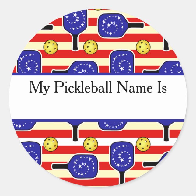 4th of July Pickleball Ladder League My Name Is  Classic Round Sticker (Front)