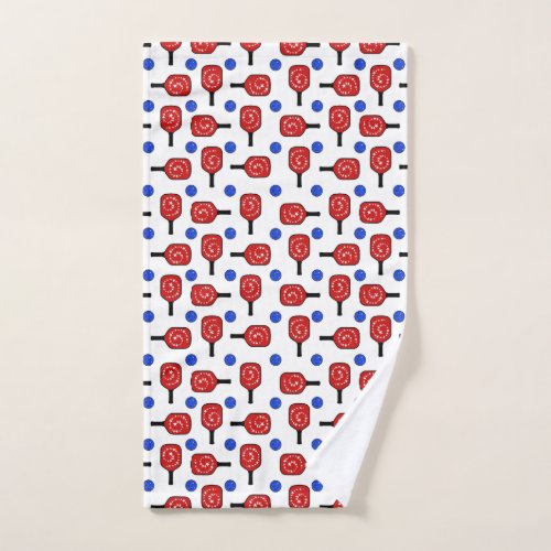4th of July Pickleball Red White Blue Paddles Ball Hand Towel