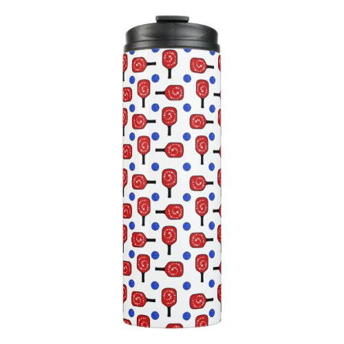 4th of July Pickleball Red White Blue Paddles Ball Thermal Tumbler