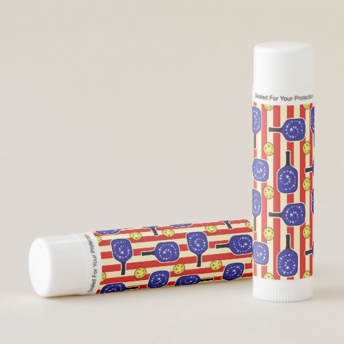 4th of July Pickleball Red White Blue Yellow Balls Lip Balm