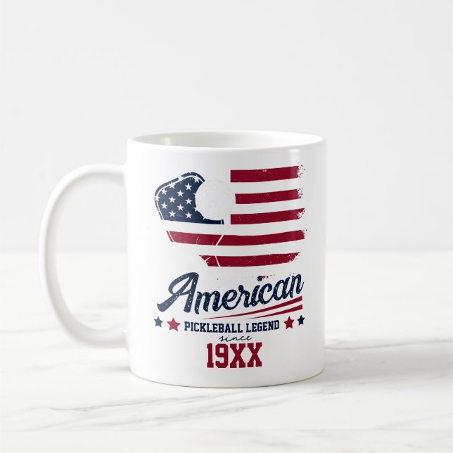 4th of July Pickleball USA Independence Day Gift Coffee Mug (Left)