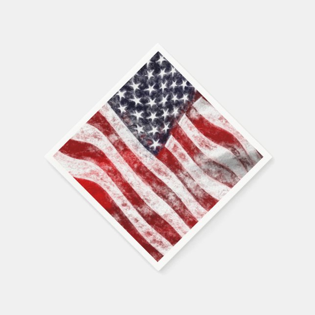 4th of July Picnic Paper Napkins, American Flag Paper Napkins (Corner)