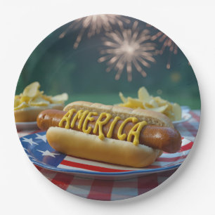 4th of July Picnic With Fireworks Paper Plates